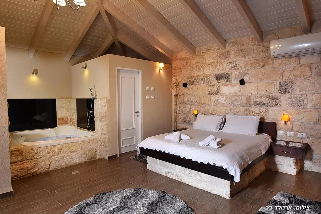 A wide and comfortable double bed - Monroe | Boutique Suite, Safed, Upper Galilee