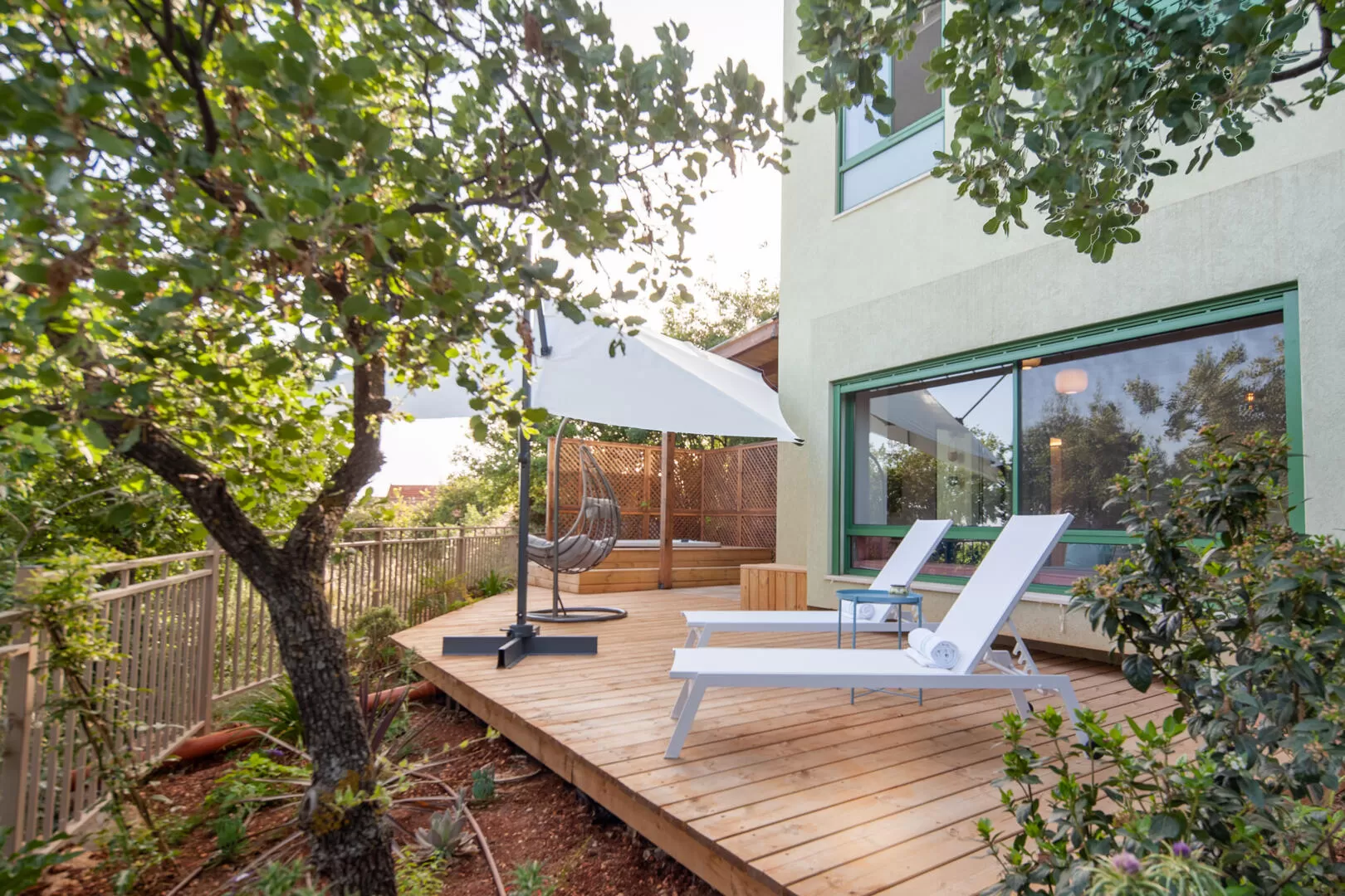 Seating areas on the private deck - Hagan Hanistar, Amirim, Upper Galilee