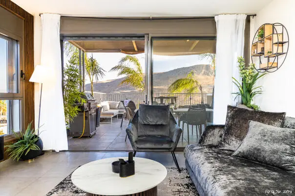 Direct exit to the balcony from the living room - Nof Harbel Boutique Suite, Migdal, Sea of Galilee Area