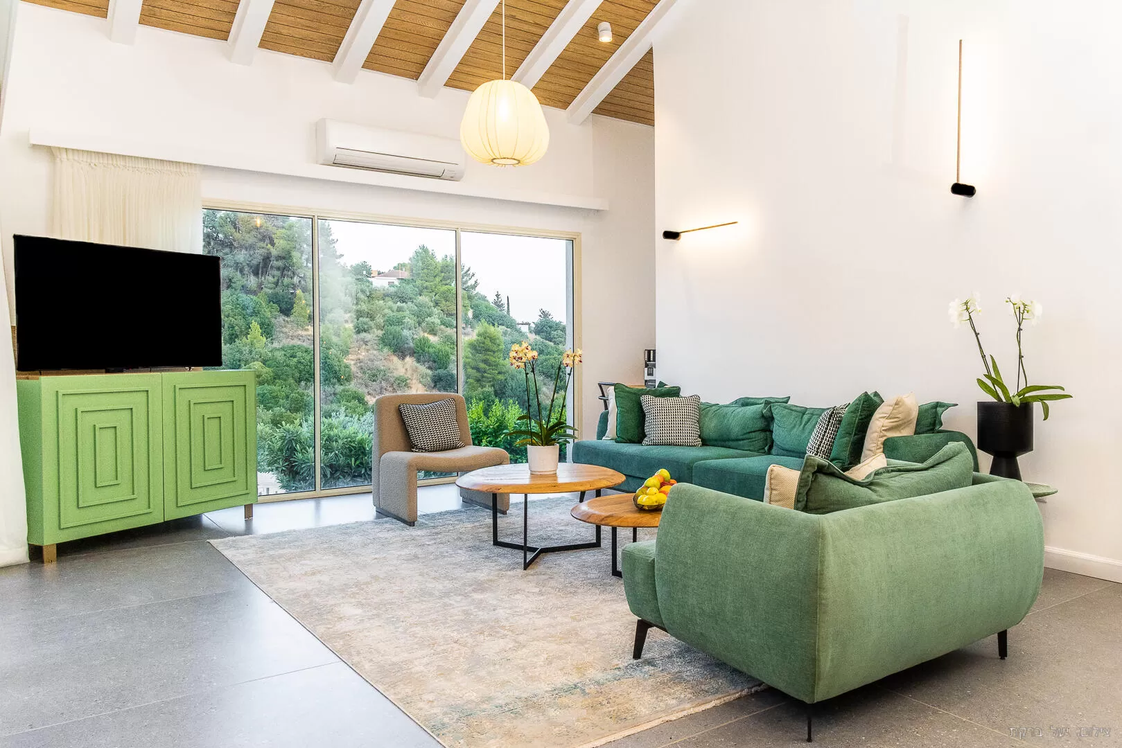 A decorated living room overlooking the forest - Room Amirim, Amirim, Upper Galilee