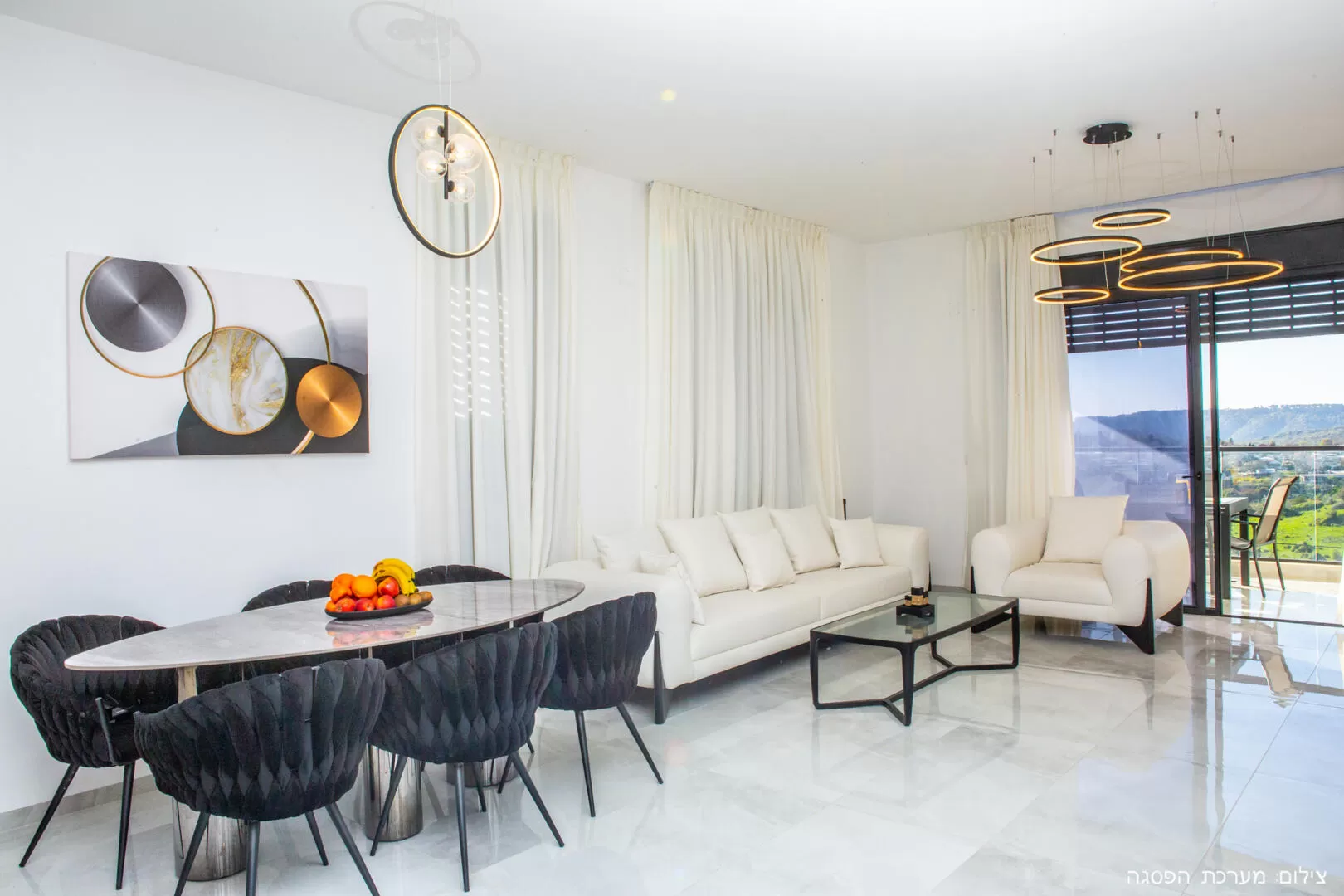 The living room space in the villa with access to a balcony with a view - Omer BaGalil, Even Menahem, Western Galilee