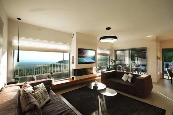 Spacious living room with large window - Alon Hagalil, Hanita, Western Galilee